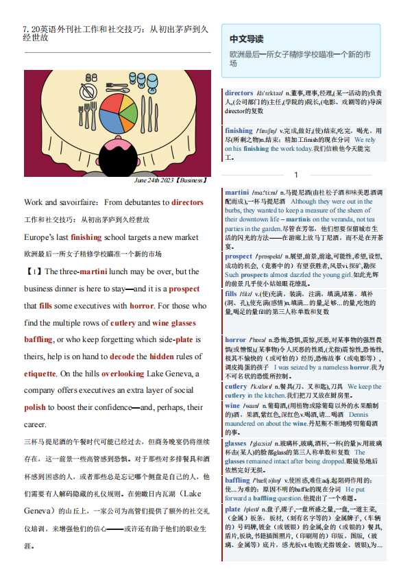 考研英语杂志经济学人双语精读TE-2023-07-20期英文外刊|工作和社交技巧：从初出茅庐到久经世故（PDF版+Word版+音频）